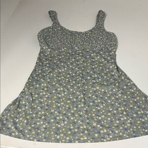 Vintage Genevieve Medium Green Floral Print Handmade Dress